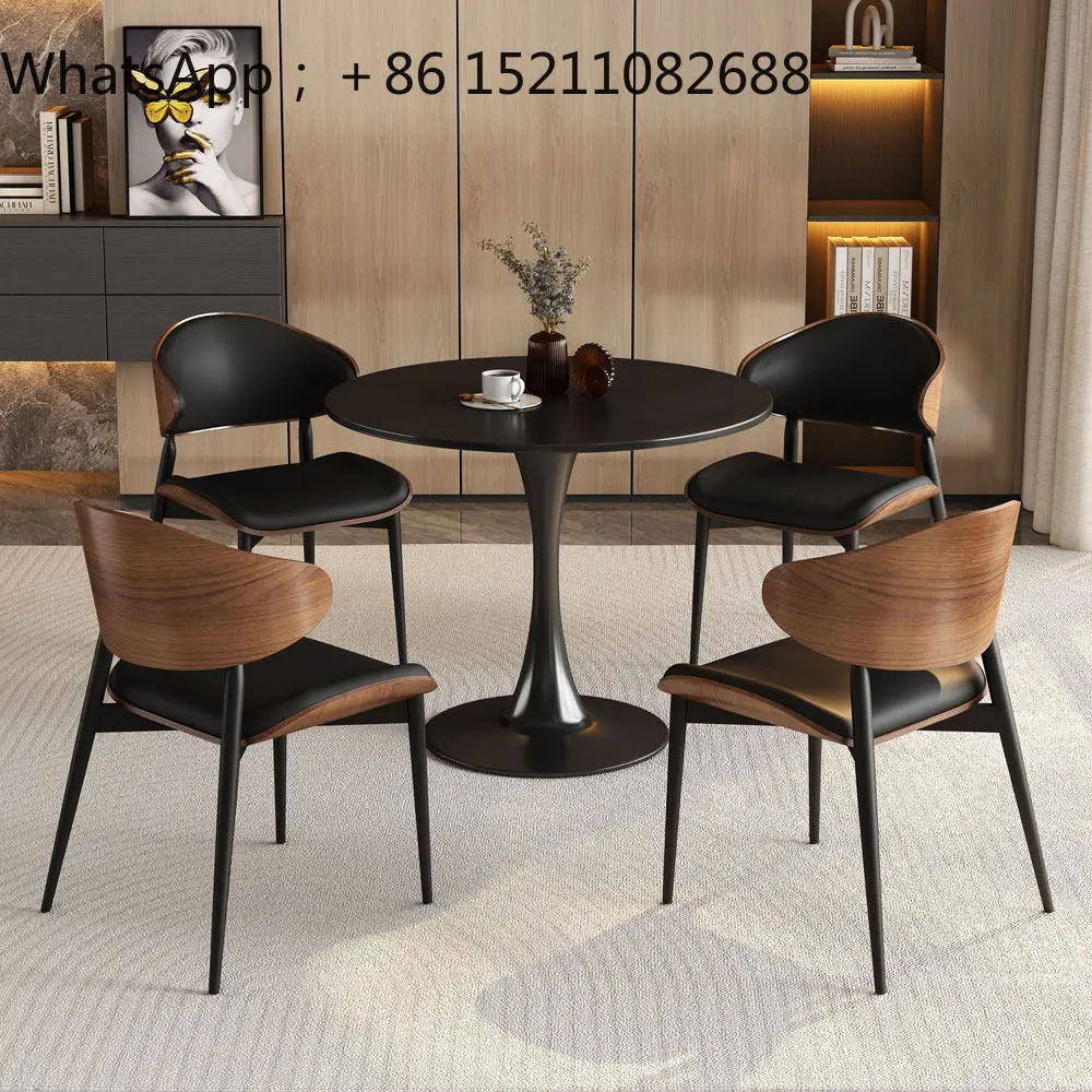 LLY light luxury solid wood chair slate negotiation table and chair combination sales office reception small round table