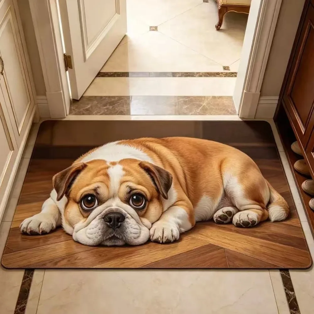 Fun Non-slip Dog Pattern Doormat Diatomite Quick-dry Diatomite Bath Rug Washable Water-absorbing Bathroom Floor Mat Entryway