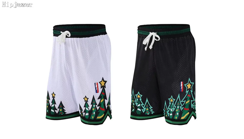 New Hipjazer Men Slam Christmas Trees Split Joint  Hiphop Street   Basketball Shorts With Pocket Training Running Pants Colors