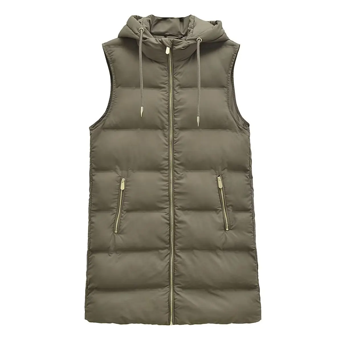 Autumn/Winter Hooded Mid length Puffer Vest Women\'s Waterproof Long Coat New Sleeveless Jacket Outerwear