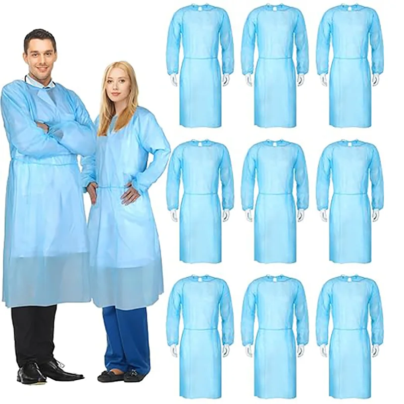 10 piece set of disposable isolation clothing, PPE protective clothing, elastic cuffs, industrial/daily dust and dirt prevention