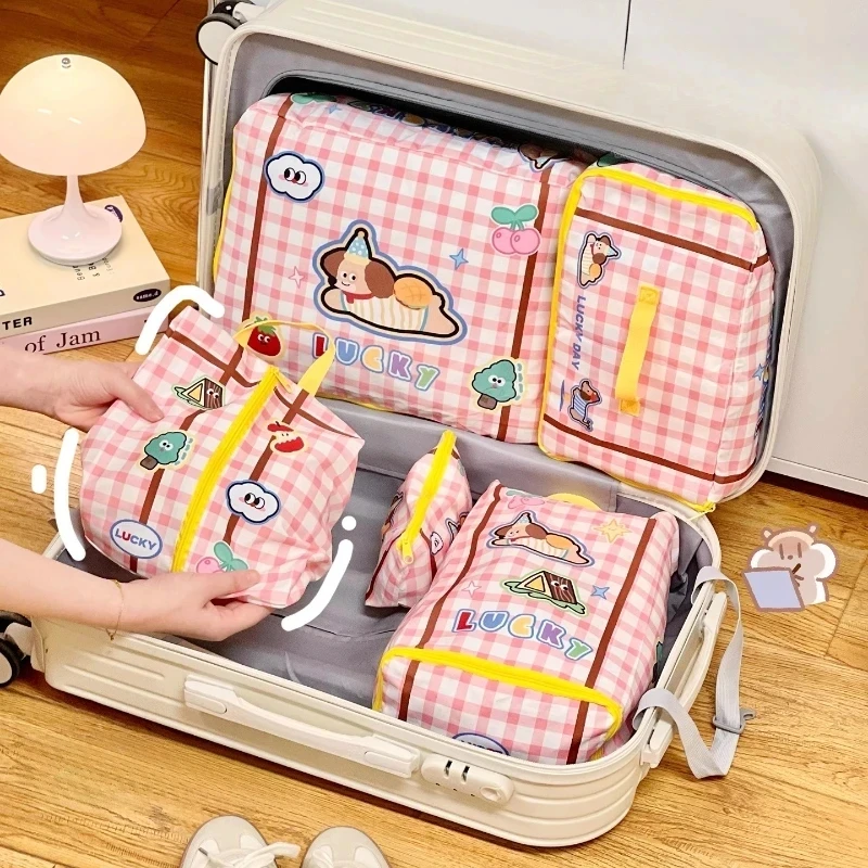Large Capacity Travel Storage Bag  Cute Waterproof Cartoon Portable Clothes Underwear Shoes Luggage Storage Bag With Zipper