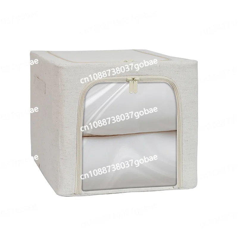 

Cotton and linen storage box, extended foldable fabric washable bedroom clothing storage box