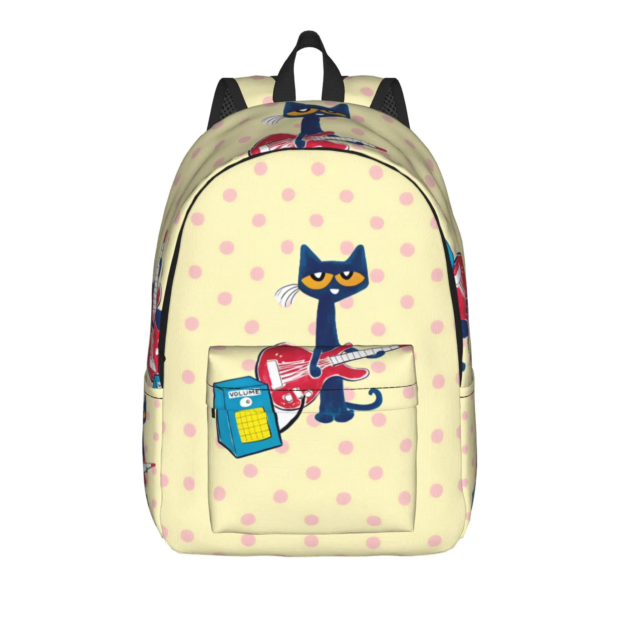 Pete  Cat   Backpack Student  Breathable Backpacks Polyester Fashion High School Bags Sport Custom Rucksack
