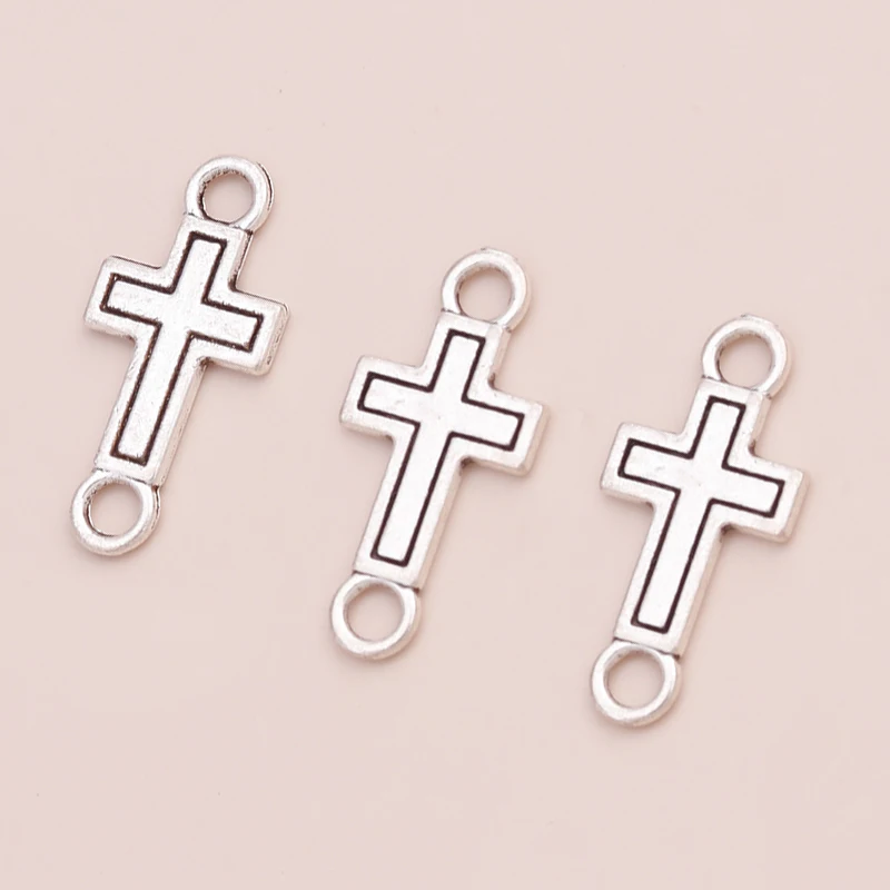 Leslie 30 Stück 23*10mm Antik Silber Farbe Kreuz Charms Anhänger Anschlüsse für DIY Schmuckherstellung Armband Halskette Schmuck – Detail 6