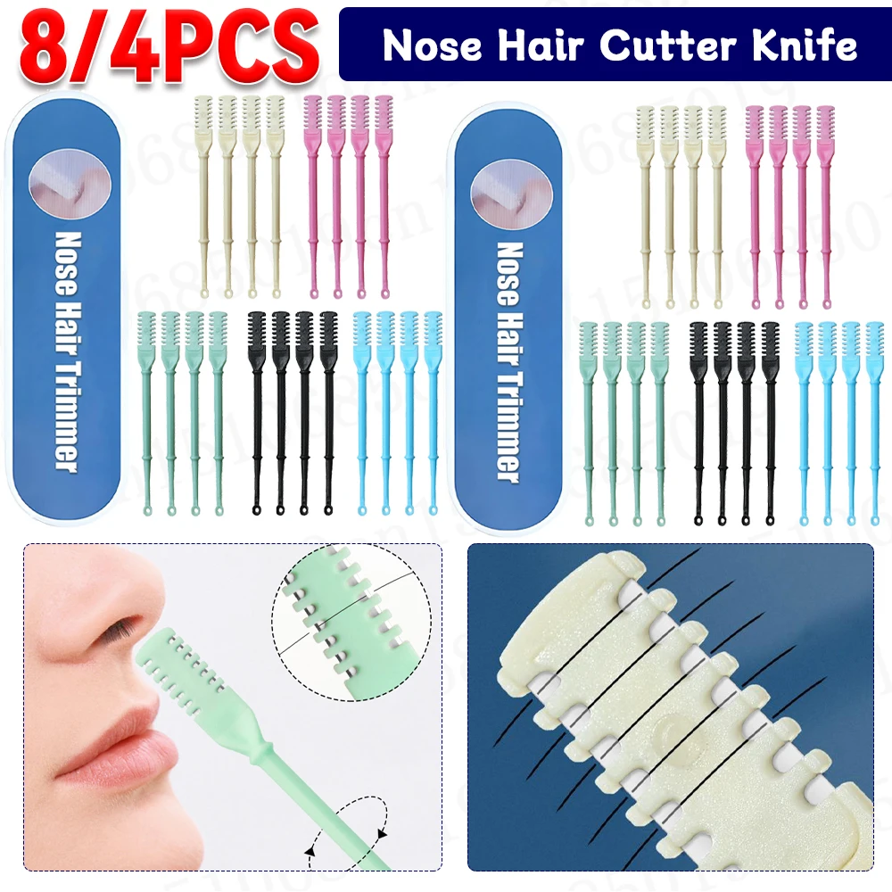 

8/4 шт. машинка для стрижки волос в носу для женщин и мужчин, безопасная портативная ручная машинка для стрижки волос в носу, вращающаяся на 360 градусов машинка для стрижки волос в носу