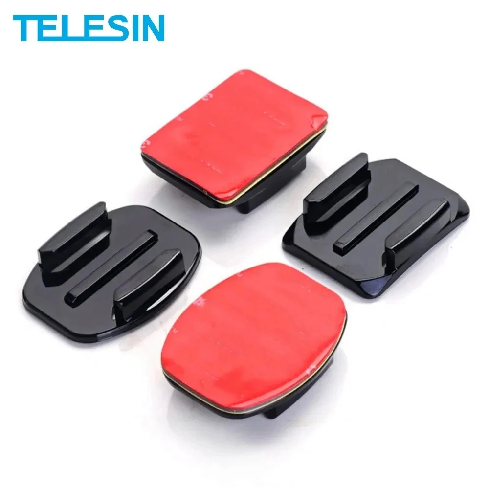 TELESIN Flat Adhesive Mount + Curved Mount Adhesive Camera Base for GoPro Hero 13 12 11 10 Insta360 X4 DJI Action 4 SJCAM Camera