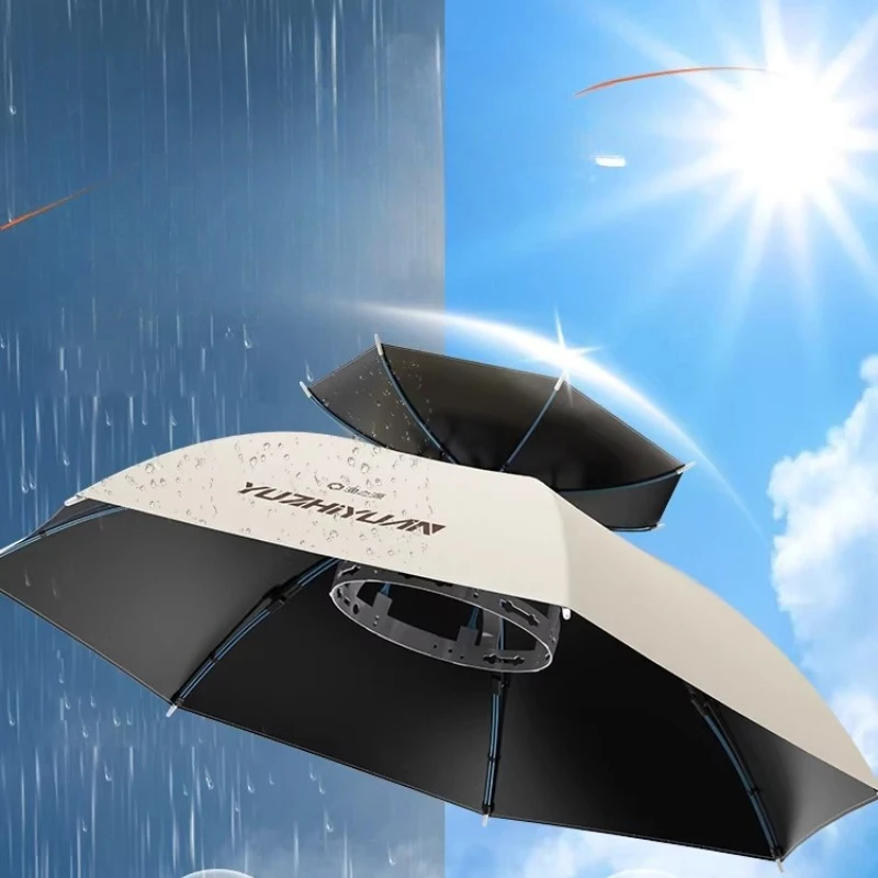 

Шляпа-зонтик для рыбалки без помощи рук, ветрозащитный двойной навес с резиновым покрытием для защиты от солнца, уличное снаряжение для садоводства