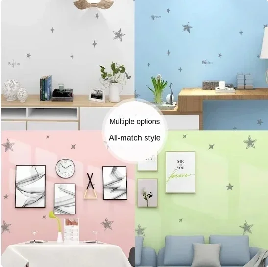 

Warm pink girl star children room self-adhesive wallpaper boy girl room self-adhesive wallpaper wallpaper for bedroom walls