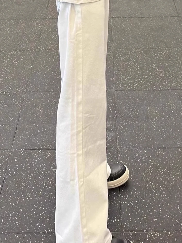 Jeans bianchi a vita alta Bell Bot da uomo estivi sottili Cleanfit dimagranti coltello da strada vestibilità ampia poliestere traspirante