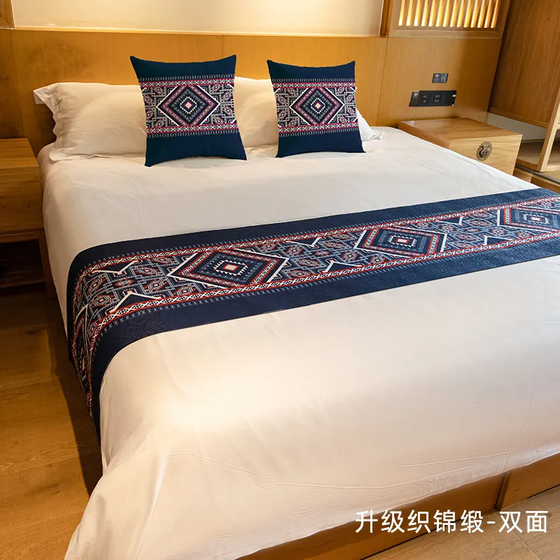 Homestay Ethnic Style Bed Runner Bed End Scarves Hotel and Guesthouse High-end Bed Covers Bed Tail Decorative Towel