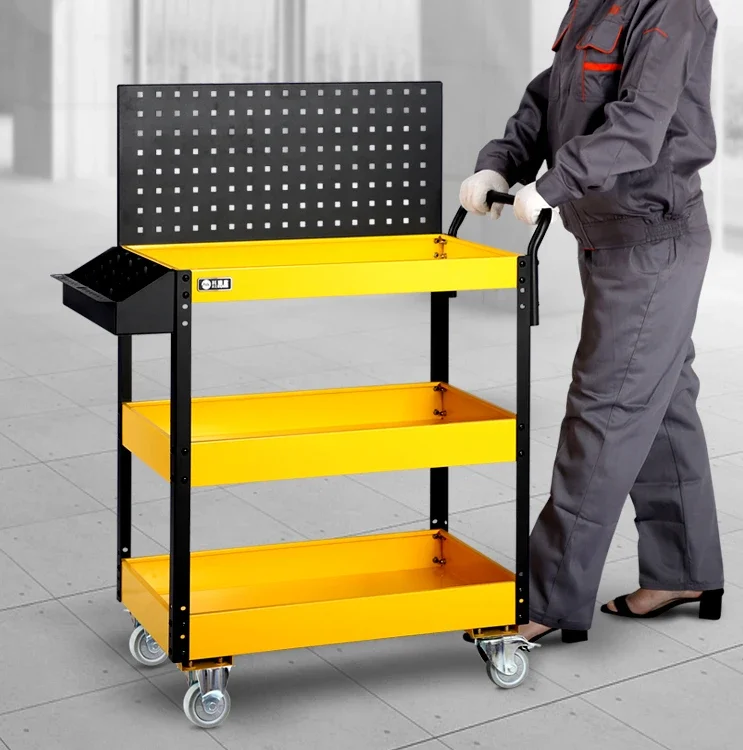 Workshop maintenance Steel tool trolley Drawer type removable three-layer trolley