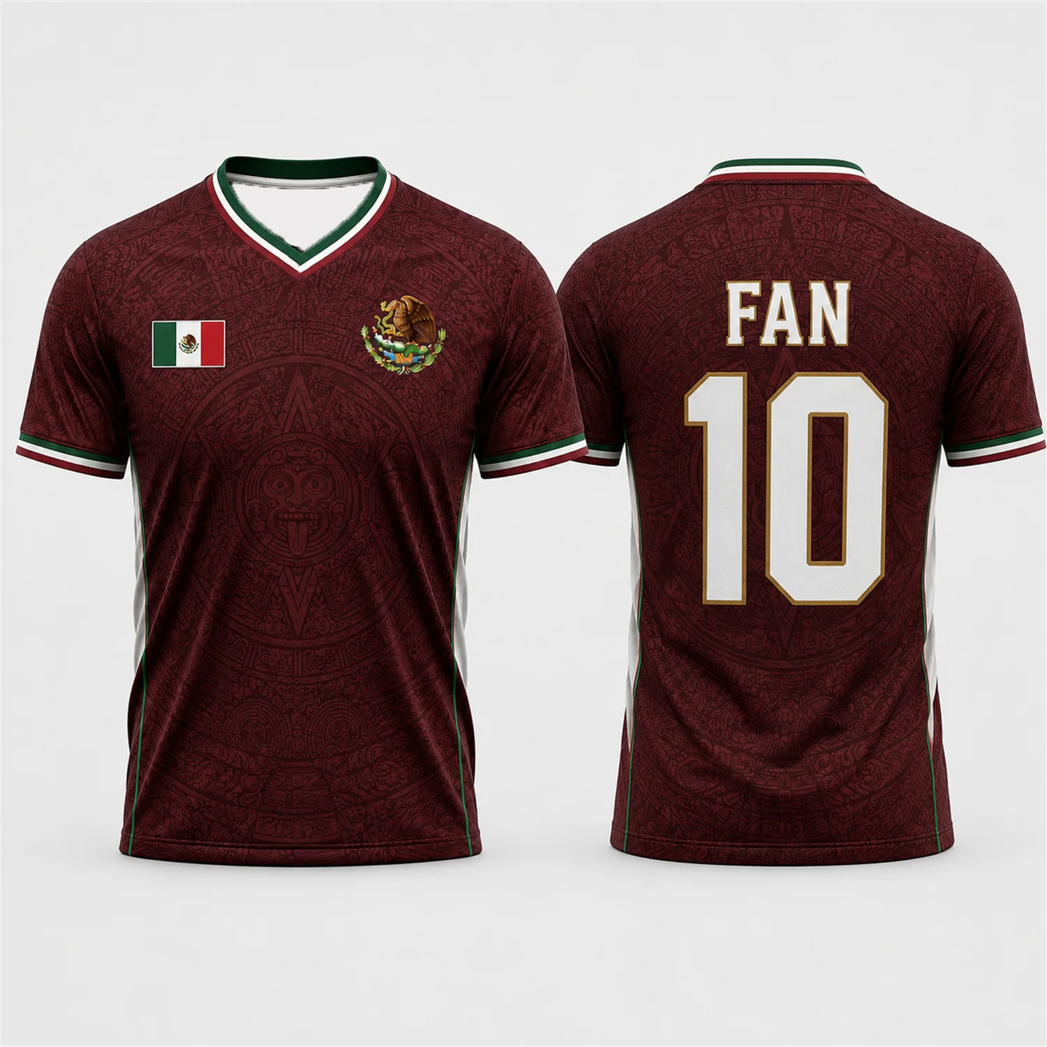 Men's Summer V Neck Short Sleeve T-shirt Mexico Vintage Mayan Print Loose Casual Sports Streetwear Daily Outdoor Top