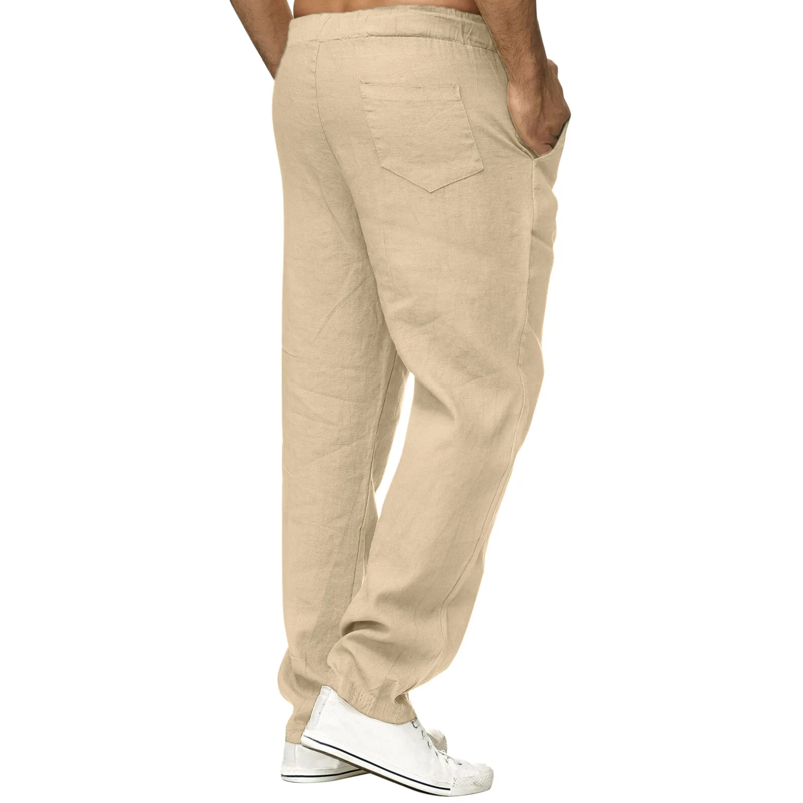 Pantalon décontracté en coton et lin pour hommes, surintendant, pantalon pleine longueur, poches, pantalon Wstring de proximité, nouveau, automne