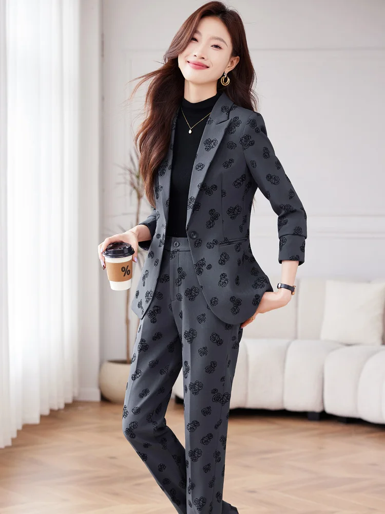 Formal Blazer for Women, Business Suits, Autumn and Winter Work Wear, Jackets and Pants, Quality Office Uniform 2-Piece