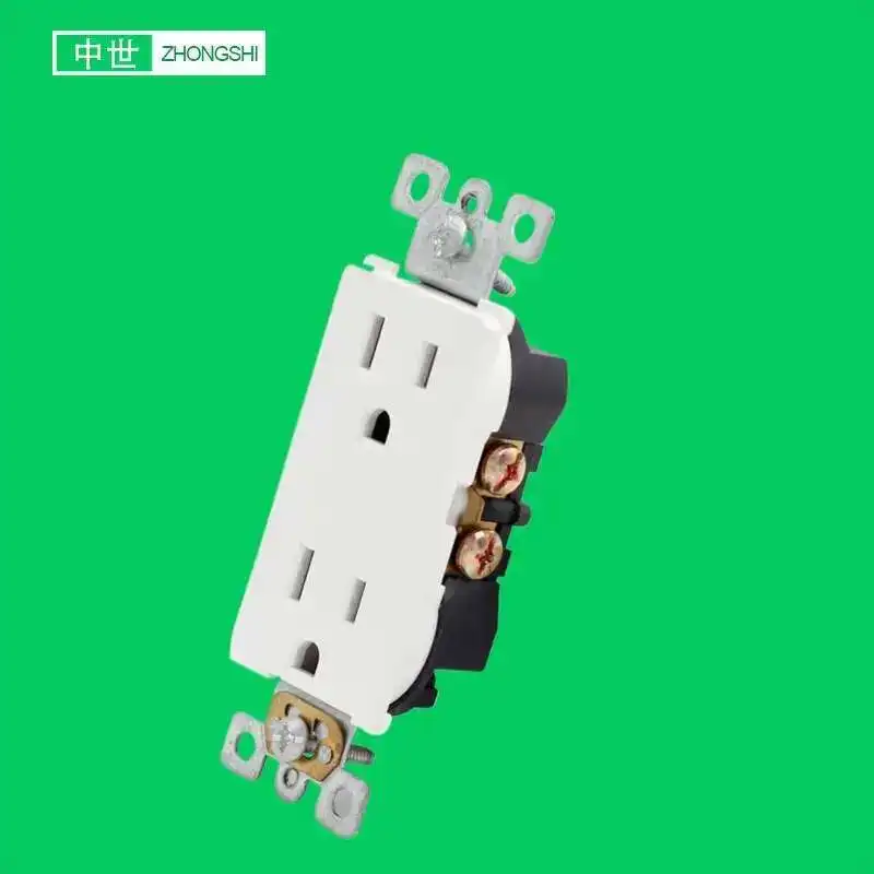 

US Wall Socket 15A Power Outlet Double 3 Hole White American Flame Retardant Panel For Home Appliance Electrica