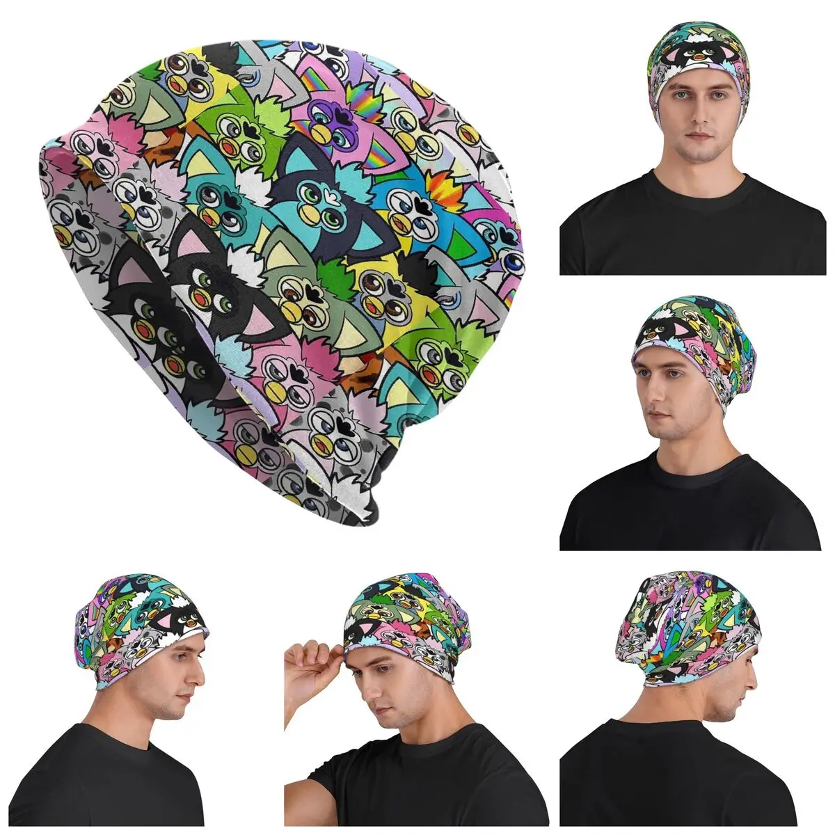 Nightmare Furby Cartoon Robot Toys Skullies Beanies Hats Warm Autumn Winter Outdoor Cap Knitted Bonnet Caps for Unisex Adult