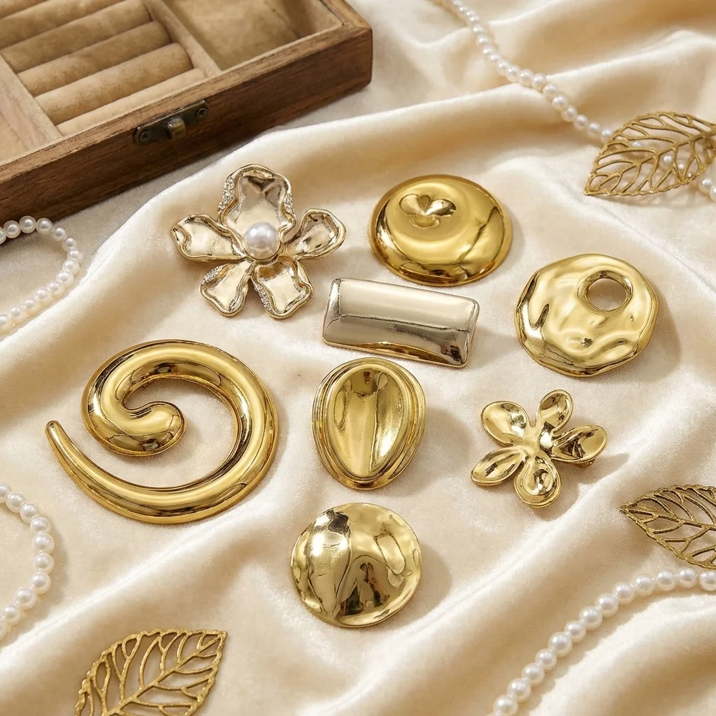 

Fashion Stainless Steel Flower Brooches for Women Unisex Glossy Geometric Pins Office Party Friend New Gifts Jewelry Accessories