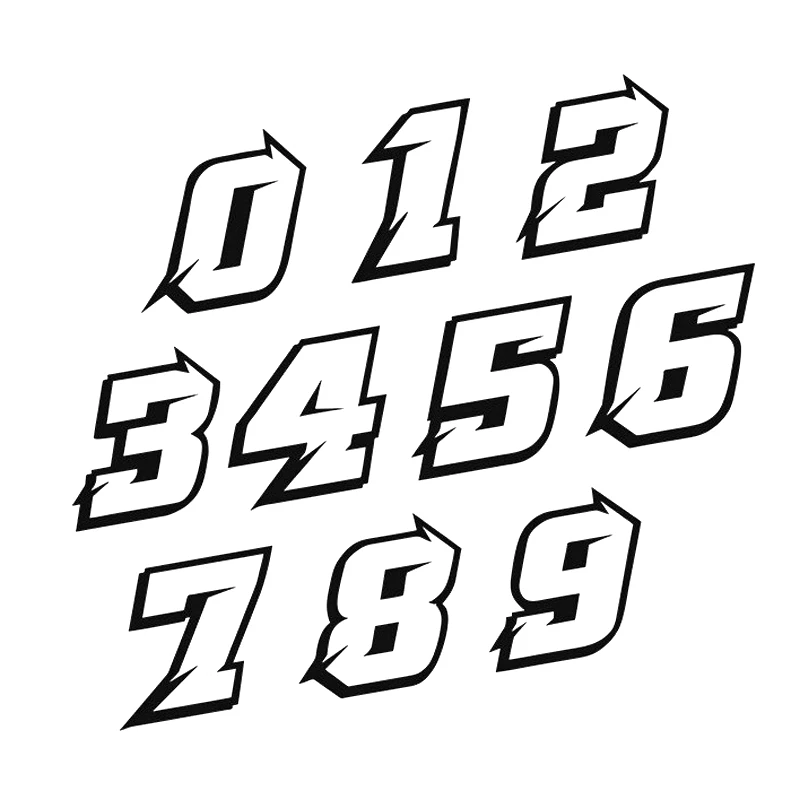 0123456789 Number Motorcycle Stickers for Yamaha Kawasaki Motorbike Fuel Tank Side Panels Scooter Helmet DIY Moto Vinyl Decals