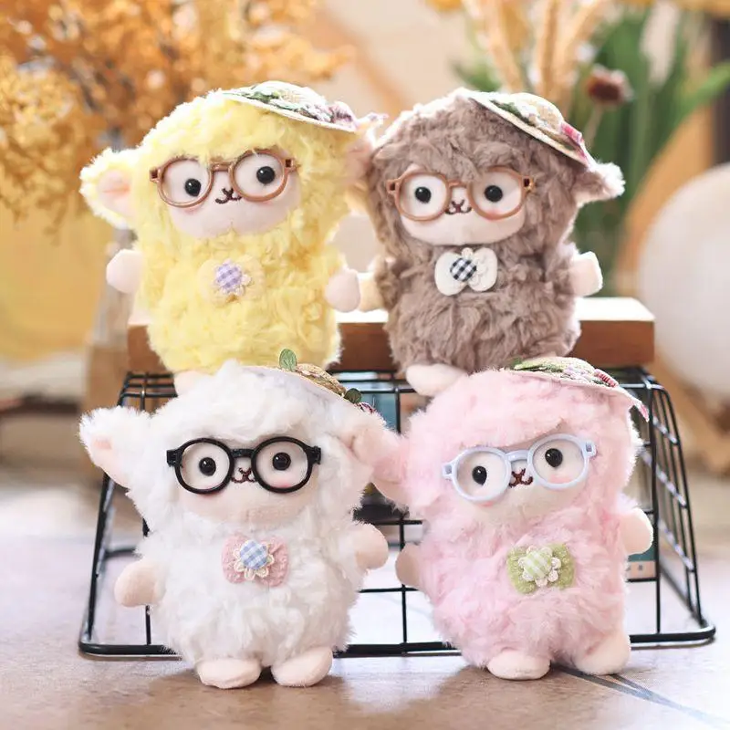 Cartoon Little Lamb Plush Keychain Fluffy Stuffed Doll Pendant for Backpack Wallet Key Decor Thanksgiving Gift