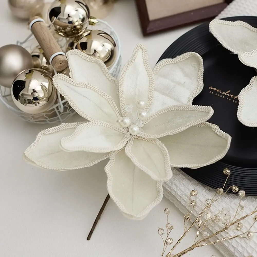 ألوان نابضة بالحياة زهرة عيد الميلاد الاصطناعية عالية الجودة طويلة الأمد محاكاة زهرة عيد الميلاد لافتة للنظر زهرة بريق احتفالية