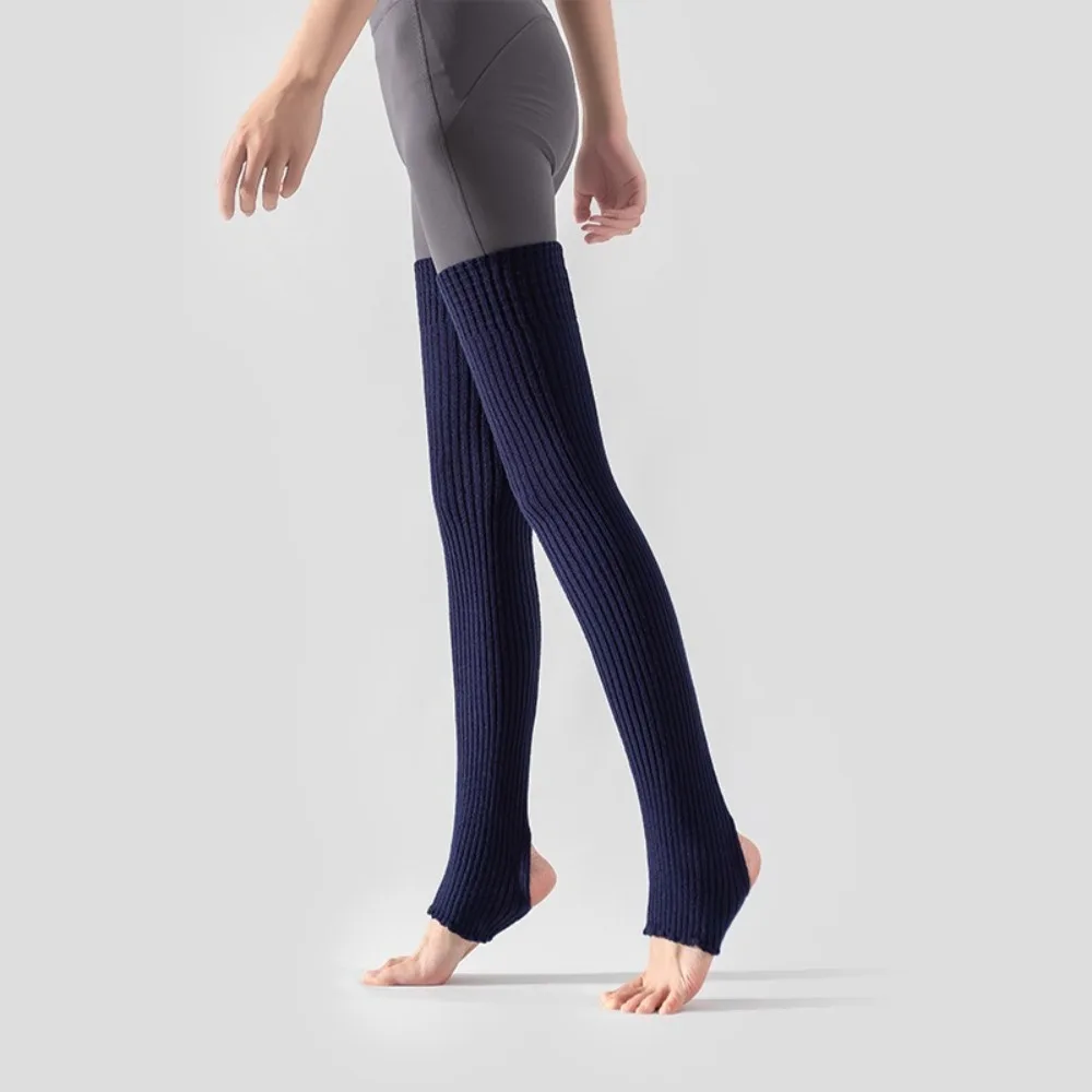 

Новые однотонные балетные чулки выше колена для йоги, повседневные стильные мягкие наколенники, эластичные теплые шерстяные вязаные теплые носки для спортзала