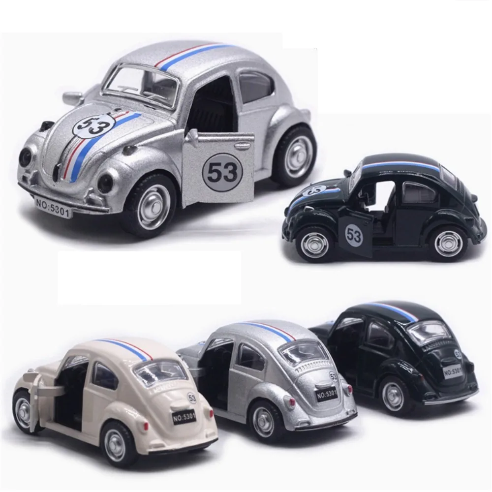 New Alloy Pullback Car Retro Style Cartoon Design Three Wheeled Vehicle Model 1:43 Door Can Open Sports Car Model