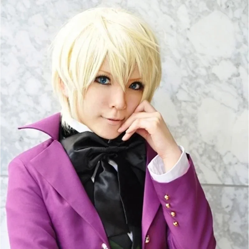 Short Cosplay Wig Anime Alois Trancy Kurohitsuji Black Butler Heat Resistant Hair Light Blonde Wigs Party Perucca Wigs