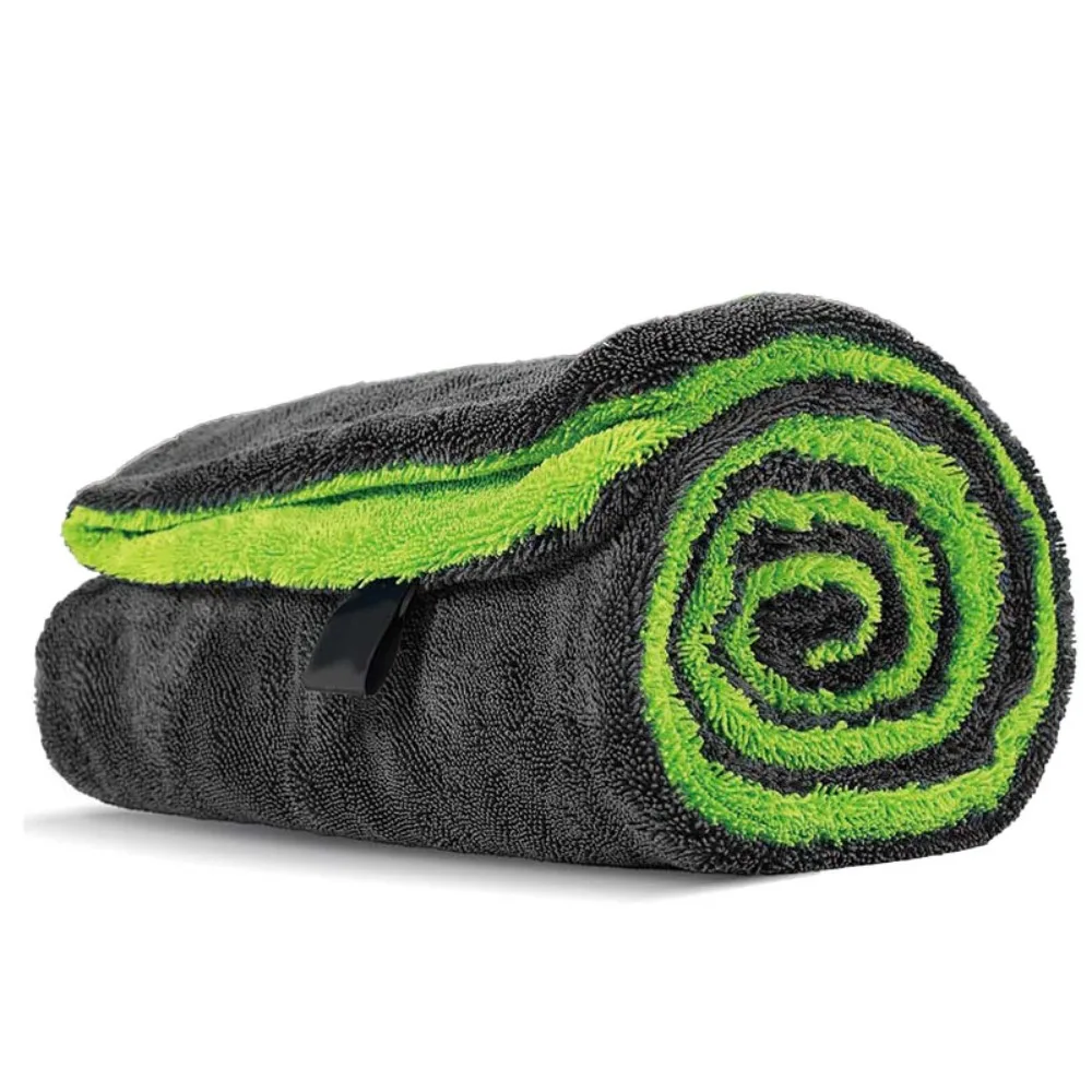 

40*80inch Dual Sided Microfiber Car Cleaning Towel 1400GSM Super Absorbent Scratch Free Machine Washable Greenyellow