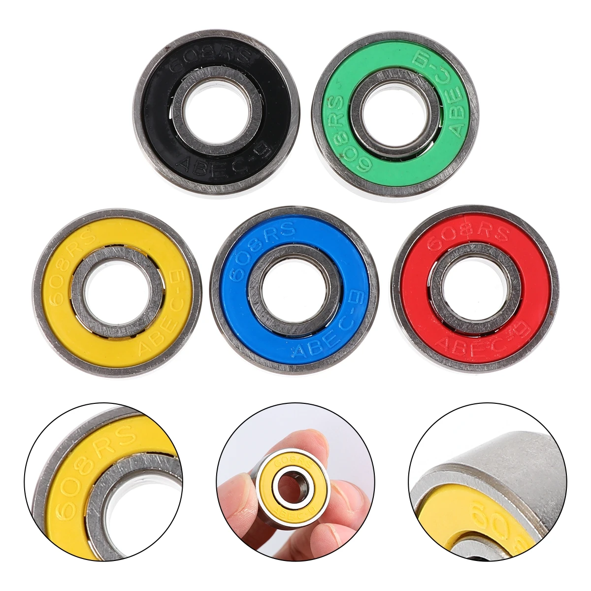 

50pcs Sliding High Quality Carbon Steel Roller Skateboard Wheel Scooter Durable Long Use Rubber Seals for Skates Plain Bearings