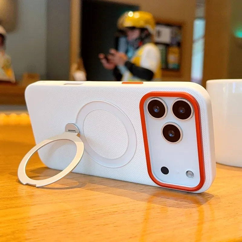 

Для iPhone Air, магнитный чехол 17 Pro Max ELVEV с защитой от отпечатков пальцев, жесткий чехол из искусственной кожи с вращающимся кронштейном для ПК, чехол для телефона