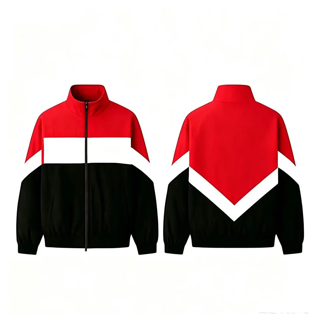 Two Tone Splicing Men Full Zip Stand Collar Jacket Color Block Casual Windbreaker Daily Walking Gym Training Loose Fit Coat