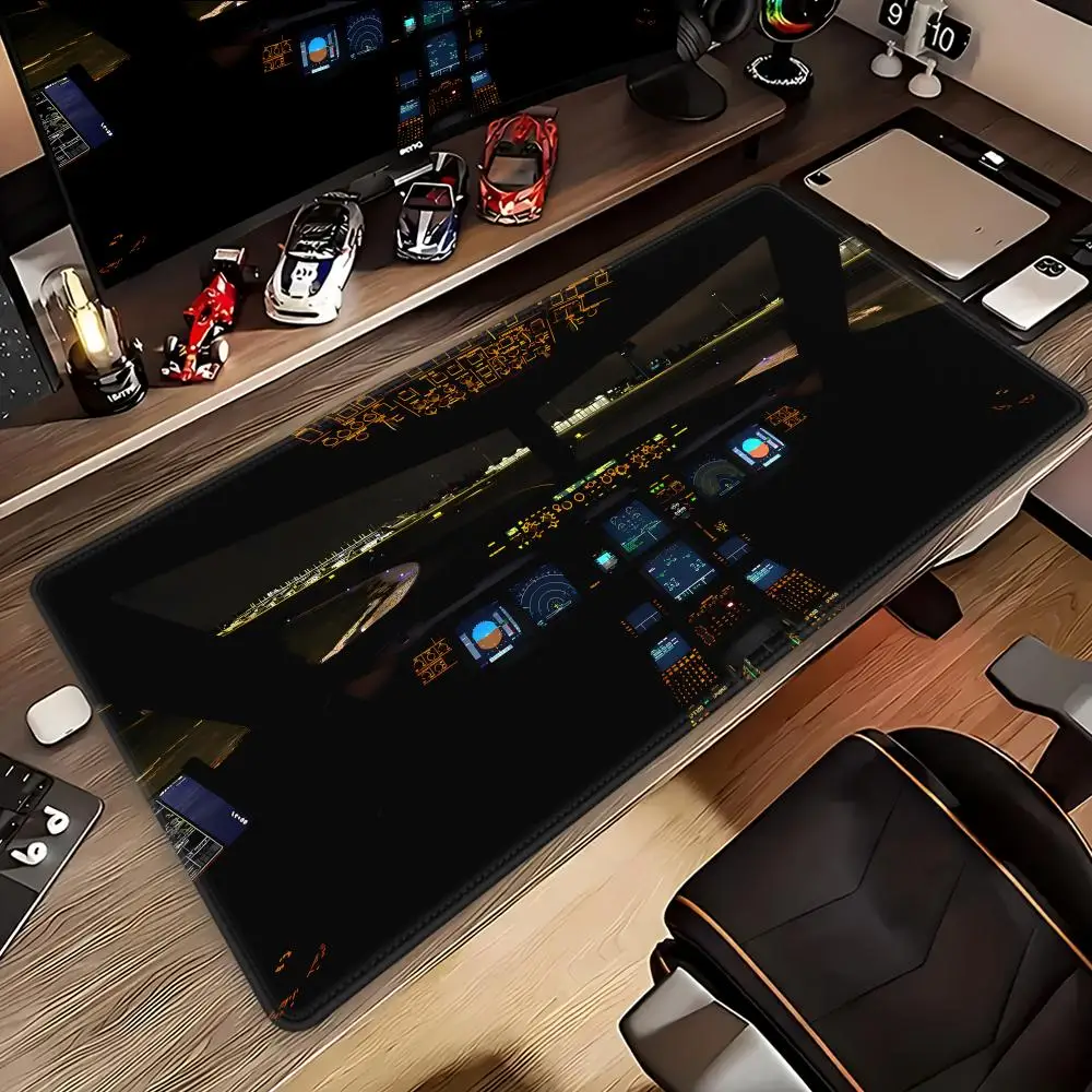 Starry night city night view mouse pad airplane cockpit table pad desk pad large xl rubber non-slip gaming HYBXAXC 900x400mm Xxl