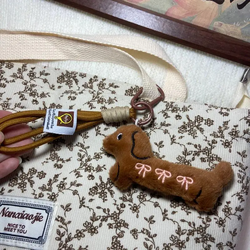 New··Cartoon Animal Dog Dachshund Plush Keychain Puppy Stuffed Keyring Cute Key Holder Pendant Bag Hanging Decoration Gift view 4