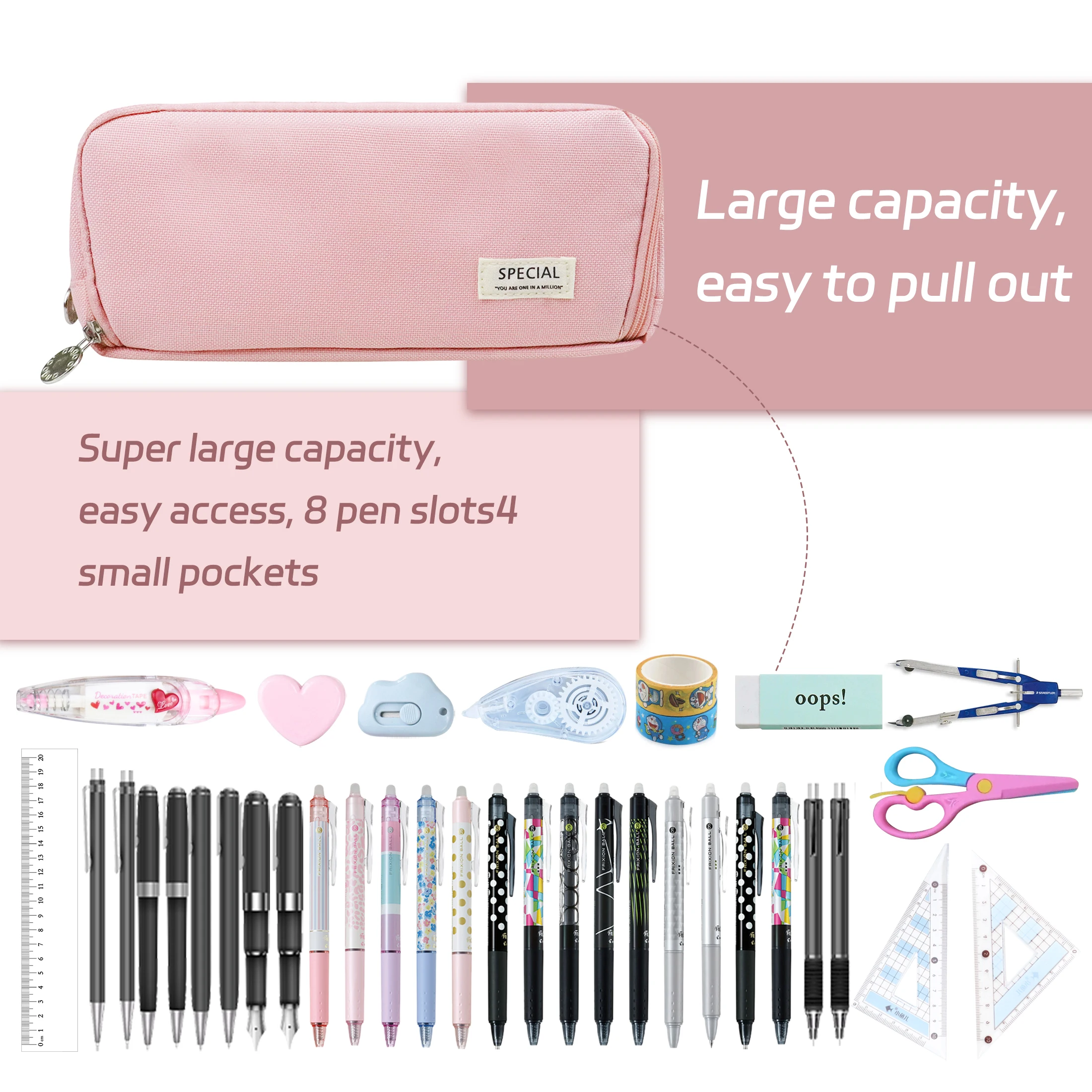 Imagem -05 - Kawaii Three Layer Pencil Case Bolsa de Grande Capacidade para Meninas e Meninos Papelaria de Volta às Aulas Material Escolar