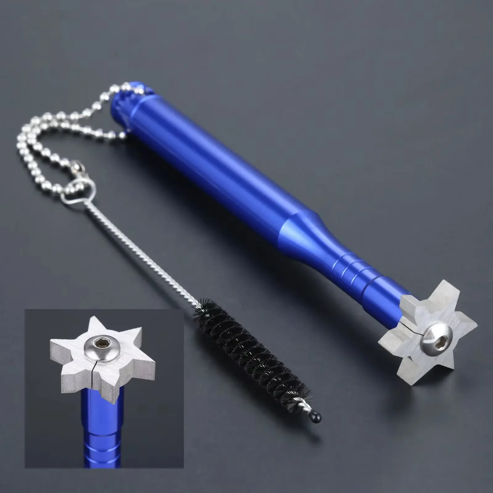 

1 шт., металлическая канавка, клиновой утюг для гольф-клуба, инструмент для очистки, точилка, очиститель V U, с квадратными канавками, 6 головок с щеткой и брелком