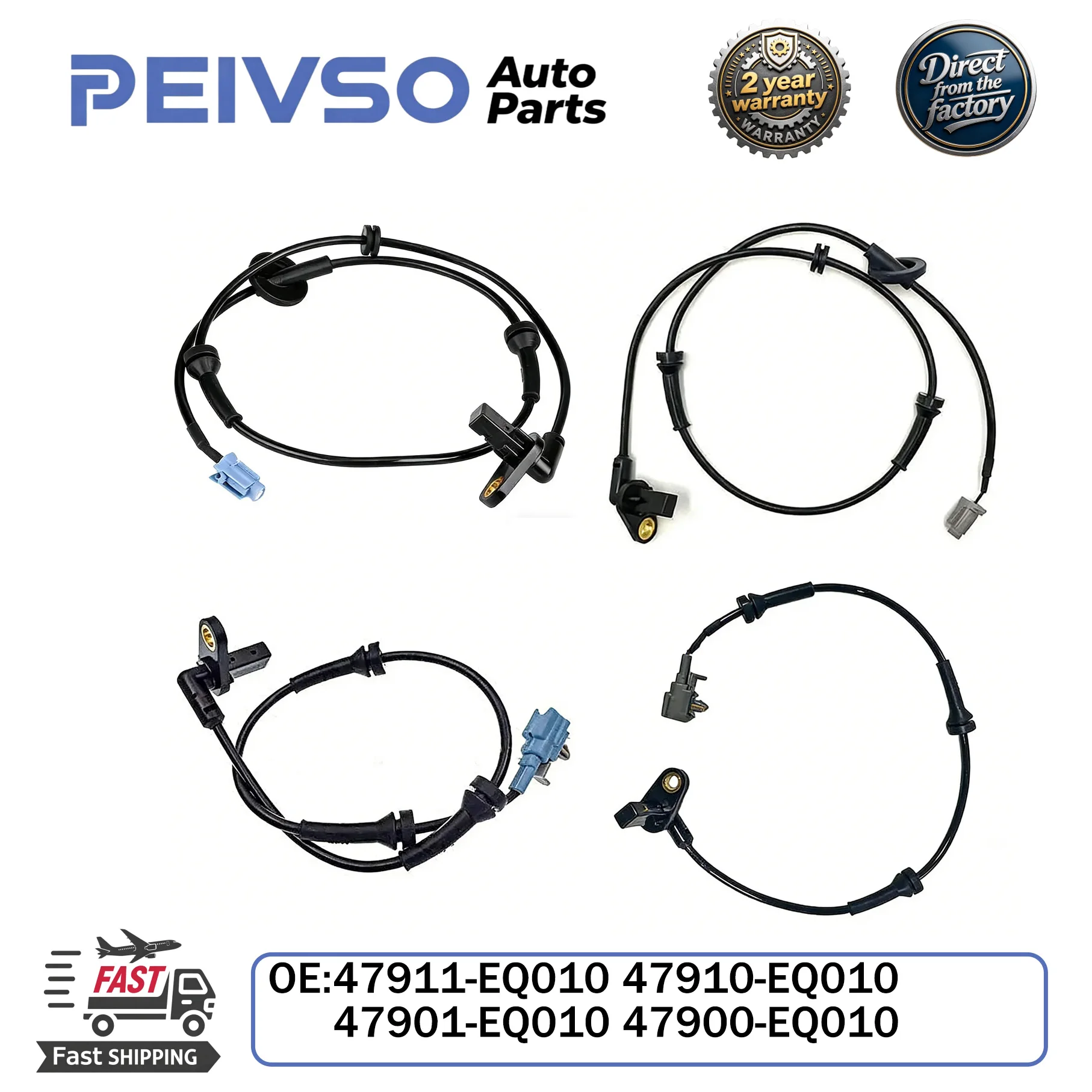 

PEIVSO 47900-EQ010 47901-EQ010 47910-EQ010 47911-EQ010 Front Rear LH/RH ABS Wheel Speed Sensor for 2001-2013 Nissan X-Trail T30
