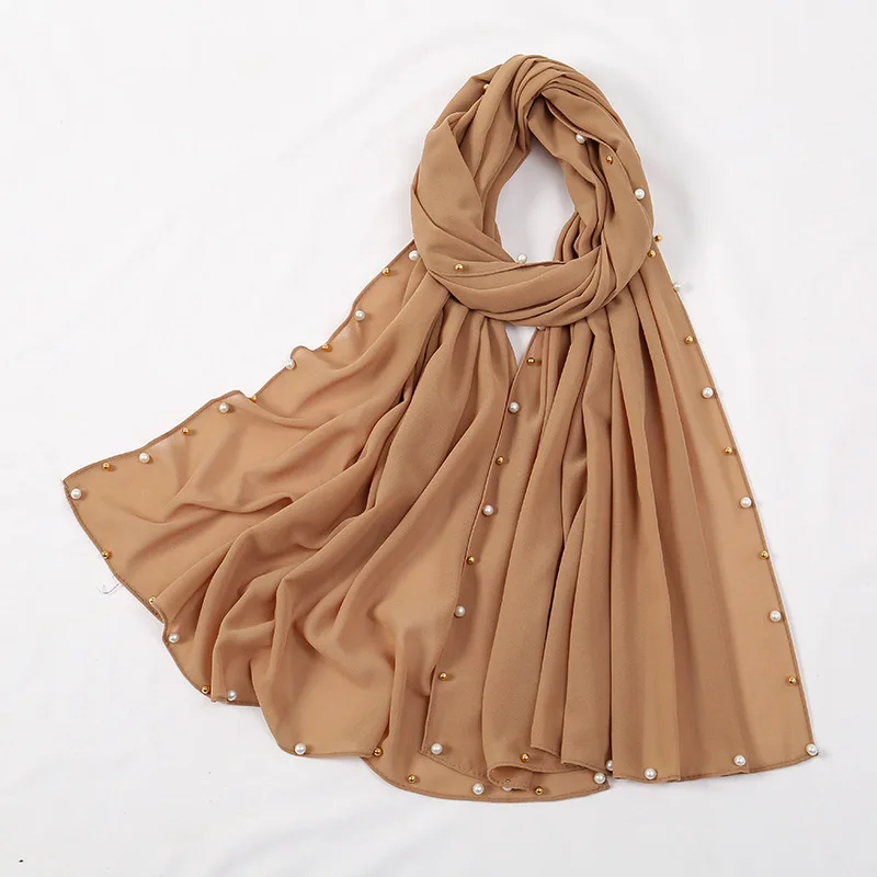 1-20 Color Chiffon Hijab Classic Simple Easy Classy Crinkle Crimp Turban Hijab Shawls Women Muslim Pearl Scarf