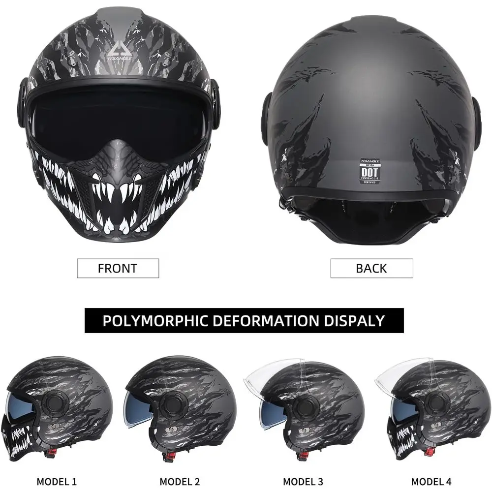 Men's & Women's Off-Road Dual Visor Motorcycle Helmet with Sunshield, DOT Approved (XL)