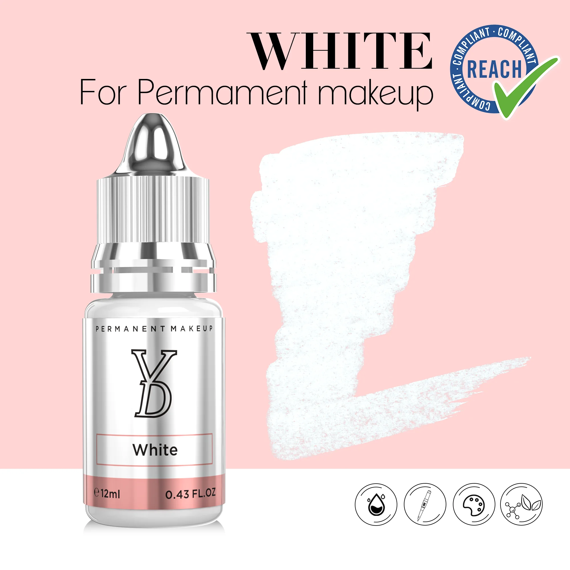 YD White 12ML /bottleInk Tattoo Ink Paints Professional Micropigmentation Pigment for Body Art Permanent Tattoo Makeup Supplies