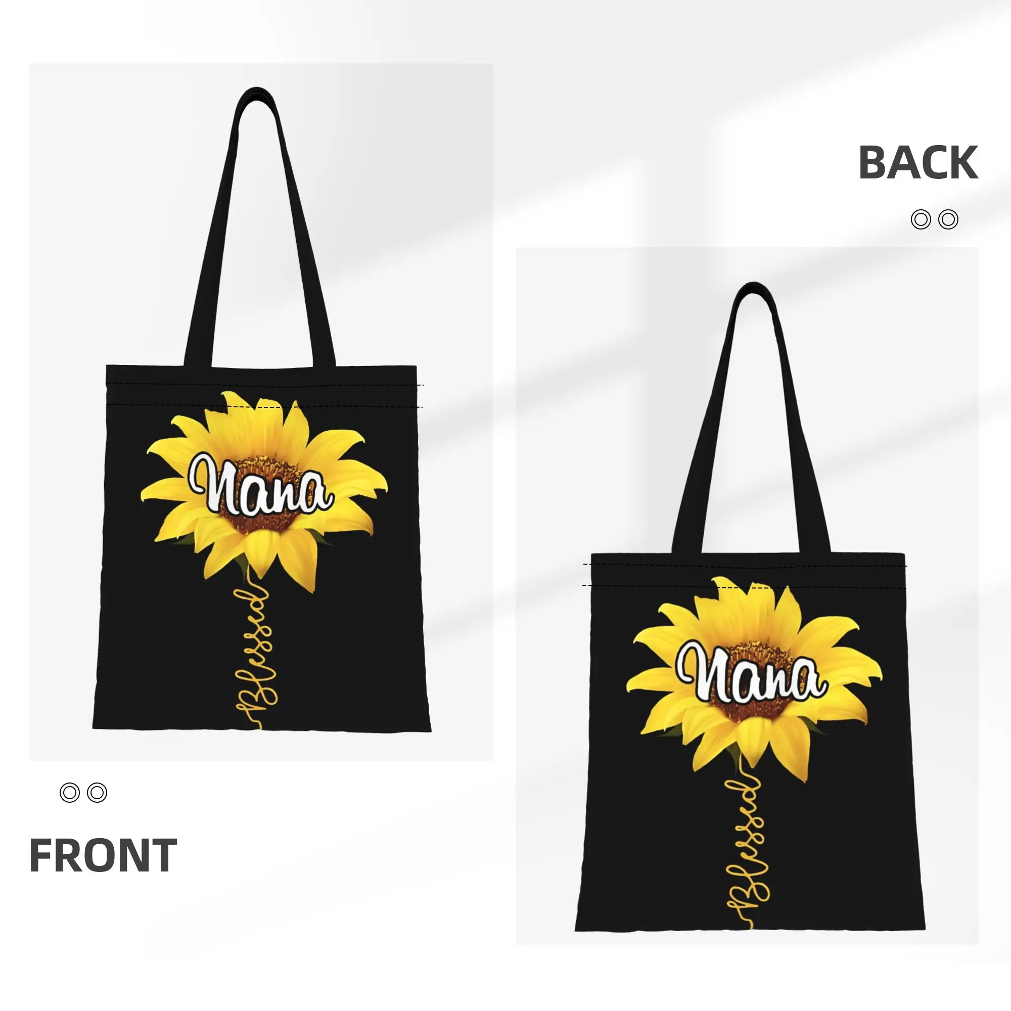 1PC Large Capacity Sunflower Love Mother's Day Gift Canvas Tote Bag Foldable Chic Pattern No Closed Design