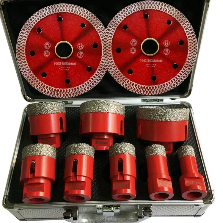 20 25 32 35 40 50 60 68mm Vacuum Brazed Drilling Core Bits +2 Saw Blade Diamond Hole Saw Cutter Kit Diamond Drill Bit Set