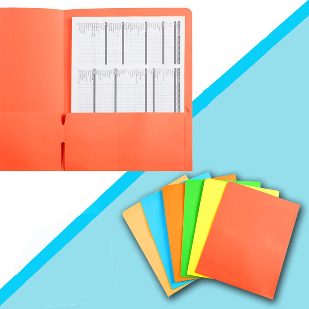 

6pcs Paper File Folders Double Pockets Document Office Project Folder Presentation Folder for Class Handouts Business Notes
