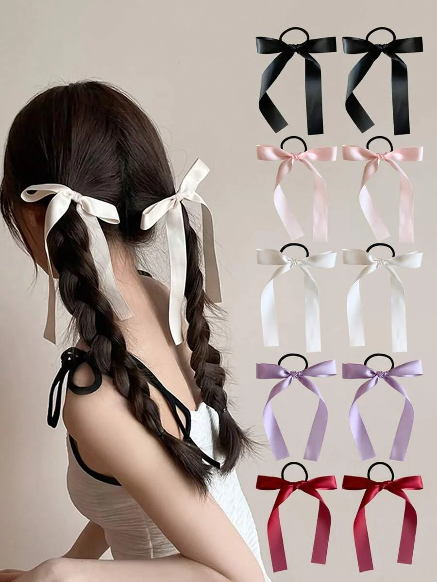 2 piezas/juego de accesorios para el cabello con lazo de cinta multicolor a la moda para mujer, para uso diario, regalos, reuniones, compras