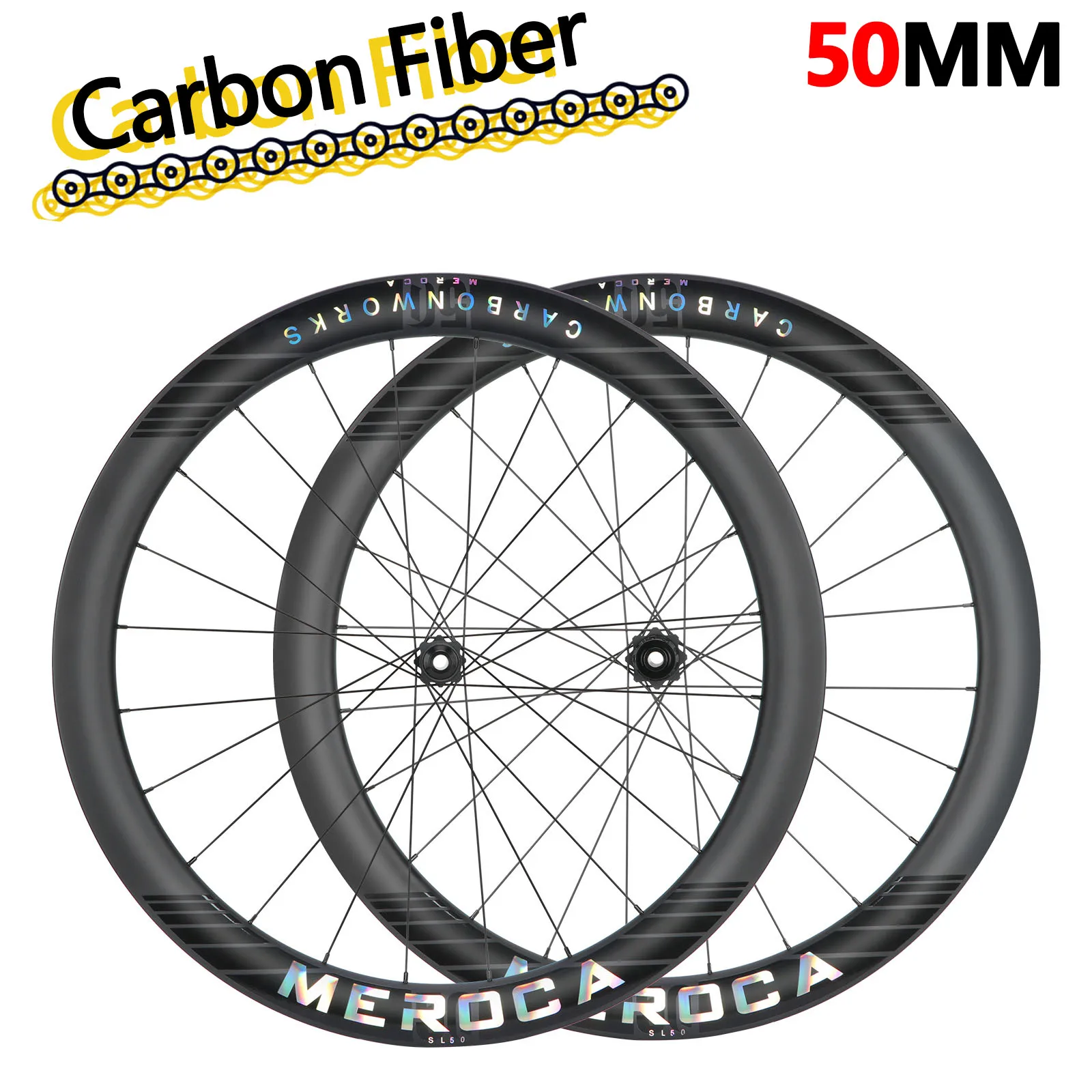 700c Carbon Wheels road wheels for Road Bike Carbon racing bike wheels Disc Brake CenterLock 50mm width Tubeless Clincher Tire