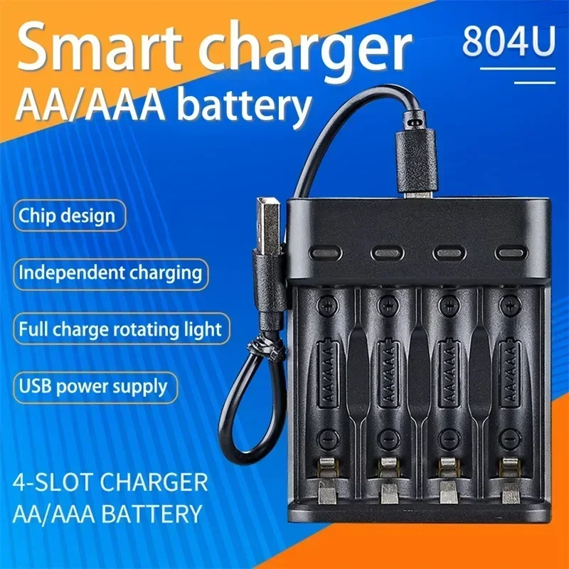 

AA / AAA Battery USB Charger 4 Slots For NI-MH /NI-CD AA AAA 1.2V Rechargeable Battery Indicator Battery Charger