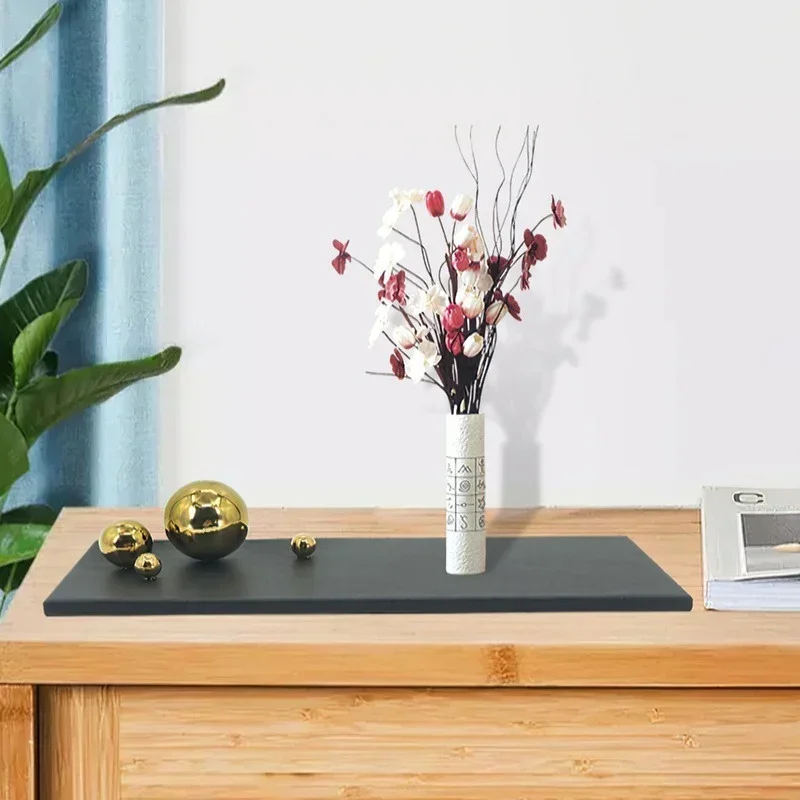 Leather Tray Nordic Metal Ball Decorative Tray Black Beige Home Storage Supplies Vase Jewelry Storage Decoration Ornaments