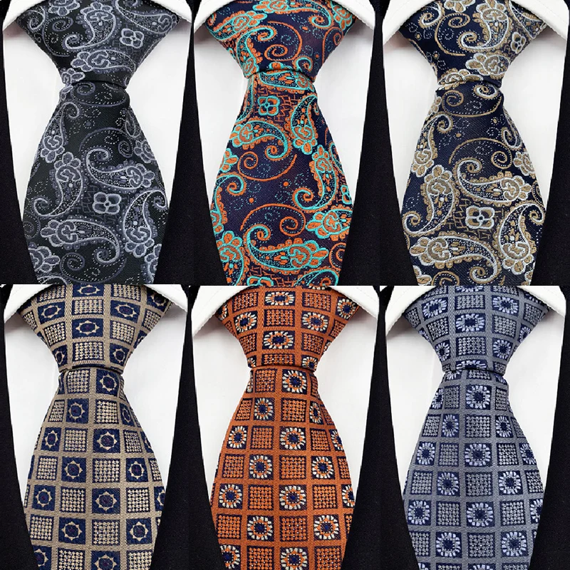 New Men\'s Classic Luxury Tie 8cm Striped Paisley Plaid All-Match Jacquard Necktie For Business Wedding Prom Daily Wear Accessory