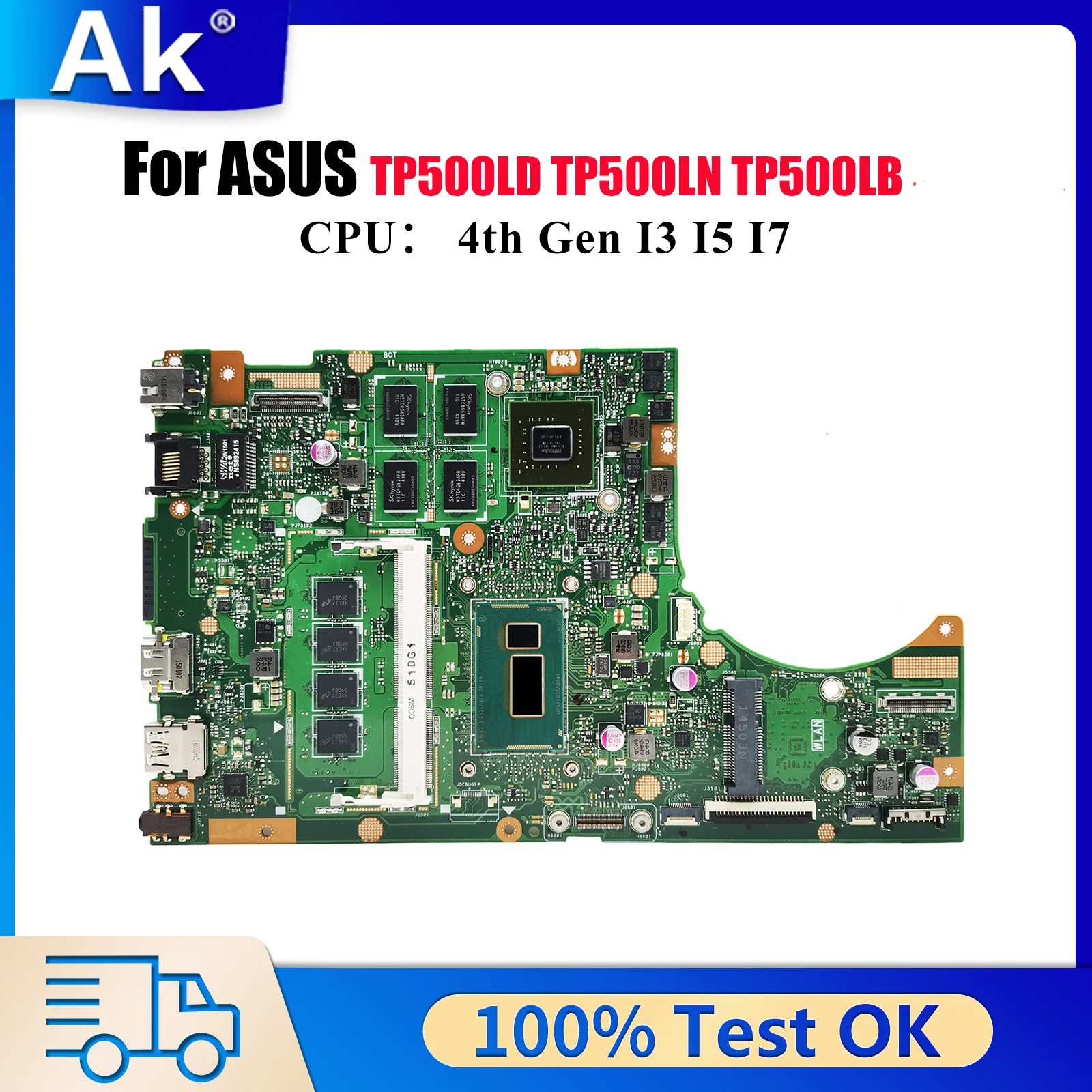 

TP500LN Материнская плата для ноутбука ASUS VivoBook Flip TP500LB TP500L TP500LN TP500LD Материнская плата с процессором I3 I5 I7 100% tests OK stk