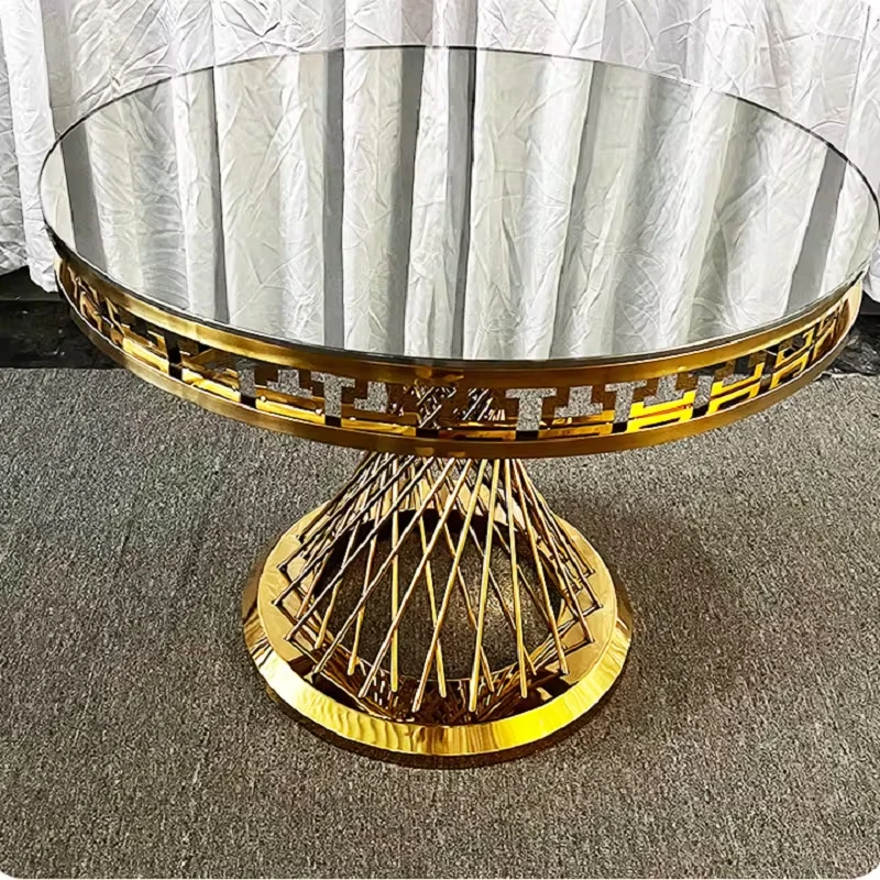 Factory Direct 2026 Movable Gold Stainless Steel Cake Plinth With Wheel Cake Display Table Mirror Glass Plinth Stand Wedding Tab